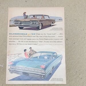 Vintage Life Magazine November 17, 1958 Oldsmobile Blue Automotive Art ad